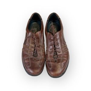 Clark's Privo Mens Brown Leather Lace Up Driving Moccasin Shoes Comfort Size 9.5